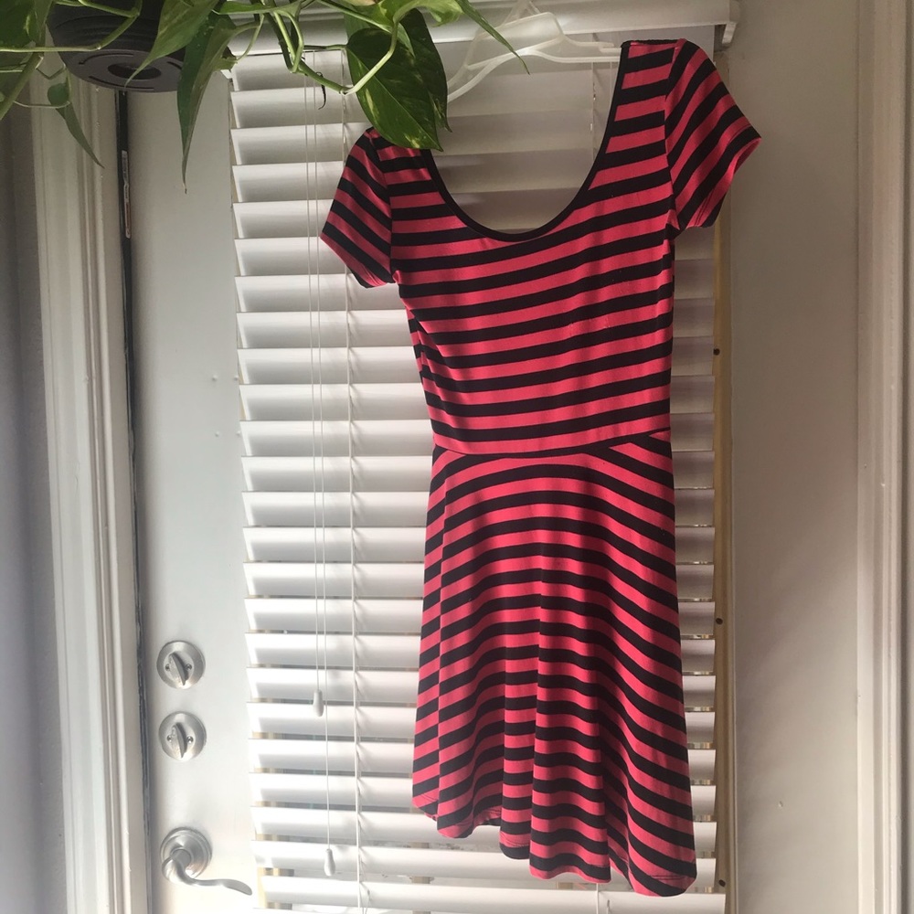 Stripe off the shoulder dress